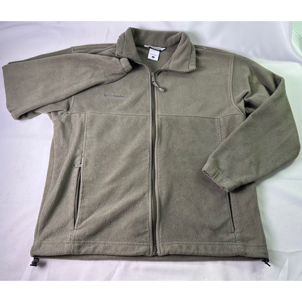 Columbia Mens Size L Fleece Full-Zip Jacket Gray Long Sleeve Mock Neck‎ Outdoor